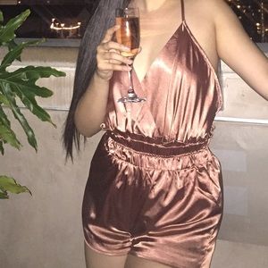 Beautiful mauve silky satin romper